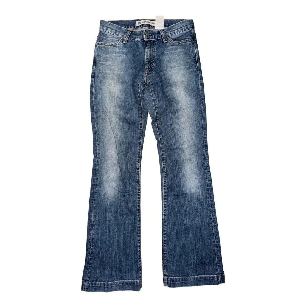 Gap‎ Long Lean Jeans USA Vtg Y2K 0 Medium Wash Flare Low Rise Denim O2